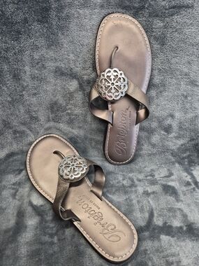 Brighton Alice Womens Sandals Pewter Bronze Size 8.5M  Made In Italia